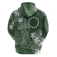 Sage Green Kuki Airani Tapakau Zip Hoodie Tribal Anchor Mix Tiare LT7 - Polynesian Pride