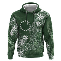 Sage Green Kuki Airani Tapakau Zip Hoodie Tribal Anchor Mix Tiare LT7 Pullover Hoodie Sage Green - Polynesian Pride