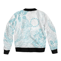 Turquoise Kuki Airani Tapakau Bomber Jacket Tribal Anchor Mix Tiare LT7 - Polynesian Pride