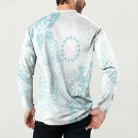 Turquoise Kuki Airani Tapakau Button Sweatshirt Tribal Anchor Mix Tiare