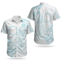 Turquoise Kuki Airani Tapakau Couples Matching Off Shoulder Maxi Dress and Hawaiian Shirt Tribal Anchor Mix Tiare LT7 - Polynesian Pride