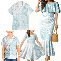 Turquoise Kuki Airani Tapakau Family Matching Mermaid Dress and Hawaiian Shirt Tribal Anchor Mix Tiare LT7 - Polynesian Pride
