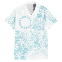 Turquoise Kuki Airani Tapakau Family Matching Off The Shoulder Long Sleeve Dress and Hawaiian Shirt Tribal Anchor Mix Tiare LT7 Dad's Shirt - Short Sleeve Turquoise - Polynesian Pride