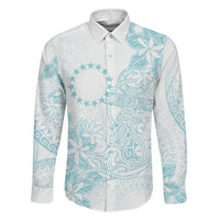Turquoise Kuki Airani Tapakau Family Matching Off The Shoulder Long Sleeve Dress and Hawaiian Shirt Tribal Anchor Mix Tiare LT7 Daughter's Dress Turquoise - Polynesian Pride
