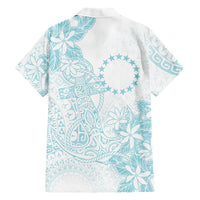 Turquoise Kuki Airani Tapakau Family Matching Short Sleeve Bodycon Dress and Hawaiian Shirt Tribal Anchor Mix Tiare LT7 Dad's Shirt - Long Sleeve Turquoise - Polynesian Pride