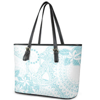 Turquoise Kuki Airani Tapakau Leather Tote Bag Tribal Anchor Mix Tiare