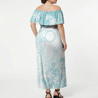 Turquoise Kuki Airani Tapakau Off Shoulder Maxi Dress Tribal Anchor Mix Tiare LT7 - Polynesian Pride