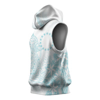 Turquoise Kuki Airani Tapakau Sleeveless Hoodie Tribal Anchor Mix Tiare