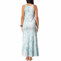 Turquoise Kuki Airani Tapakau Tank Maxi Dress Tribal Anchor Mix Tiare LT7 - Polynesian Pride