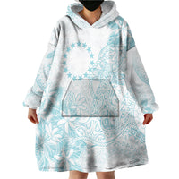 Turquoise Kuki Airani Tapakau Wearable Blanket Hoodie Tribal Anchor Mix Tiare