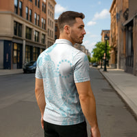 Turquoise Kuki Airani Tapakau Zipper Polo Shirt Tribal Anchor Mix Tiare LT7 - Polynesian Pride