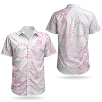 Candy Pink Kuki Airani Tapakau Couples Matching Off The Shoulder Long Sleeve Dress and Hawaiian Shirt Tribal Anchor Mix Tiare LT7 - Polynesian Pride