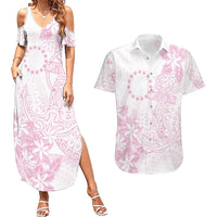 Candy Pink Kuki Airani Tapakau Couples Matching Summer Maxi Dress and Hawaiian Shirt Tribal Anchor Mix Tiare LT7 Candy Pink - Polynesian Pride