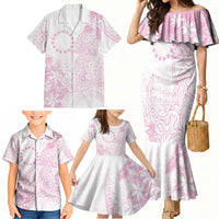 Candy Pink Kuki Airani Tapakau Family Matching Mermaid Dress and Hawaiian Shirt Tribal Anchor Mix Tiare LT7 - Polynesian Pride