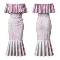 Candy Pink Kuki Airani Tapakau Family Matching Mermaid Dress and Hawaiian Shirt Tribal Anchor Mix Tiare LT7 Mom's Dress Candy Pink - Polynesian Pride