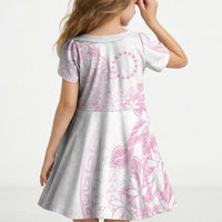 Candy Pink Kuki Airani Tapakau Kid Short Sleeve Dress Tribal Anchor Mix Tiare LT7 - Polynesian Pride