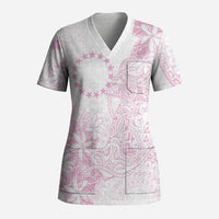 Candy Pink Kuki Airani Tapakau Scrub Top Tribal Anchor Mix Tiare