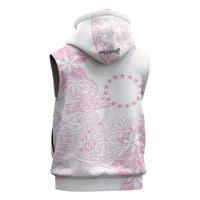 Candy Pink Kuki Airani Tapakau Sleeveless Hoodie Tribal Anchor Mix Tiare