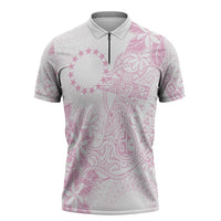 Candy Pink Kuki Airani Tapakau Zipper Polo Shirt Tribal Anchor Mix Tiare LT7 Candy Pink - Polynesian Pride