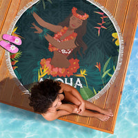Hawaii Hula Girl Vintage Beach Blanket Tropical Forest