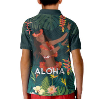 Hawaii Hula Girl Vintage Kid Polo Shirt Tropical Forest