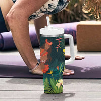 Hawaii Hula Girl Vintage Tumbler With Handle Tropical Forest