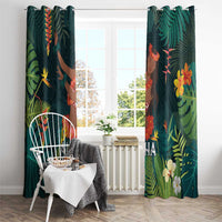 Hawaii Hula Girl Vintage Window Curtain Tropical Forest