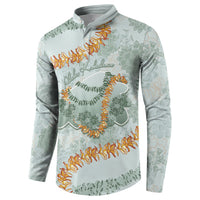Hawaii Kaho'olawe Island Flowers Lei Button Sweatshirt Silver Hinahina Kū Kahakai
