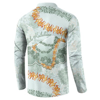 Hawaii Kaho'olawe Island Flowers Lei Button Sweatshirt Silver Hinahina Kū Kahakai