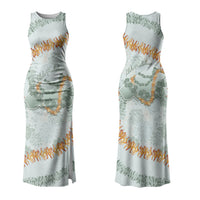 Hawaii Kaho'olawe Island Flowers Lei Family Matching Tank Maxi Dress and Hawaiian Shirt Silver Hinahina Kū Kahakai LT7 Mom's Dress Silver - Polynesian Pride