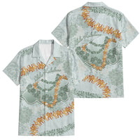 Hawaii Kaho'olawe Island Flowers Lei Family Matching Tank Maxi Dress and Hawaiian Shirt Silver Hinahina Kū Kahakai LT7 Dad's Shirt - Short Sleeve Silver - Polynesian Pride
