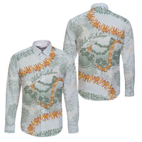 Hawaii Kaho'olawe Island Flowers Lei Family Matching Tank Maxi Dress and Hawaiian Shirt Silver Hinahina Kū Kahakai LT7 Dad's Shirt - Long Sleeve Silver - Polynesian Pride