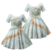 Hawaii Kaho'olawe Island Flowers Lei Family Matching Tank Maxi Dress and Hawaiian Shirt Silver Hinahina Kū Kahakai LT7 Daughter's Dress Silver - Polynesian Pride