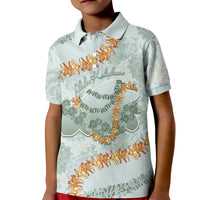 Hawaii Kaho'olawe Island Flowers Lei Kid Polo Shirt Silver Hinahina Kū Kahakai