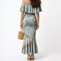 Hawaii Kaho'olawe Island Flowers Lei Mermaid Dress Silver Hinahina Kū Kahakai