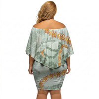Hawaii Kaho'olawe Island Flowers Lei Off Shoulder Short Dress Silver Hinahina Kū Kahakai LT7 - Polynesian Pride