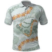 Hawaii Kaho'olawe Island Flowers Lei Polo Shirt Silver Hinahina Kū Kahakai LT7 Silver - Polynesian Pride