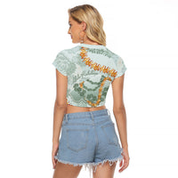 Hawaii Kaho'olawe Island Flowers Lei Raglan Cropped T Shirt Silver Hinahina Kū Kahakai