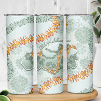 Hawaii Kaho'olawe Island Flowers Lei Skinny Tumbler Silver Hinahina Kū Kahakai