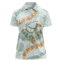 Hawaii Kaho'olawe Island Flowers Lei Women Polo Shirt Silver Hinahina Kū Kahakai