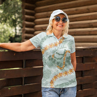Hawaii Kaho'olawe Island Flowers Lei Women Polo Shirt Silver Hinahina Kū Kahakai