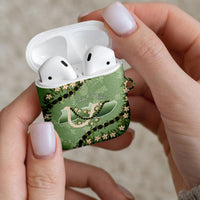 Hawaii Molokai Island Flowers Lei AirPods Case Kukui Nut Mossy Green