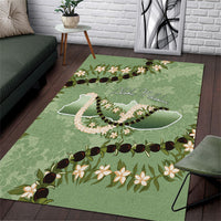 Hawaii Molokai Island Flowers Lei Area Rug Kukui Nut Mossy Green