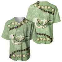 Hawaii Molokai Island Flowers Lei Baseball Jersey Kukui Nut Mossy Green