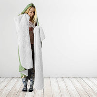 Hawaii Molokai Island Flowers Lei Hooded Blanket Kukui Nut Mossy Green