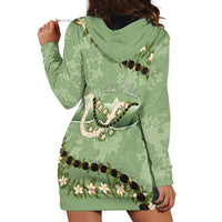 Hawaii Molokai Island Flowers Lei Hoodie Dress Kukui Nut Mossy Green