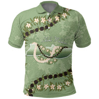 Hawaii Molokai Island Flowers Lei Polo Shirt Kukui Nut Mossy Green LT7 Moss Green - Polynesian Pride