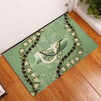 Hawaii Molokai Island Flowers Lei Rubber Doormat Kukui Nut Mossy Green