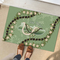 Hawaii Molokai Island Flowers Lei Rubber Doormat Kukui Nut Mossy Green
