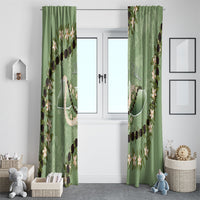 Hawaii Molokai Island Flowers Lei Window Curtain Kukui Nut Mossy Green